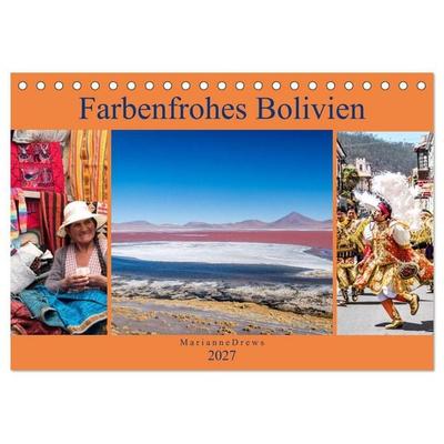 Farbenfrohes Bolivien (Tischkalender 2027 DIN A5 quer), CALVENDO Monatskalender