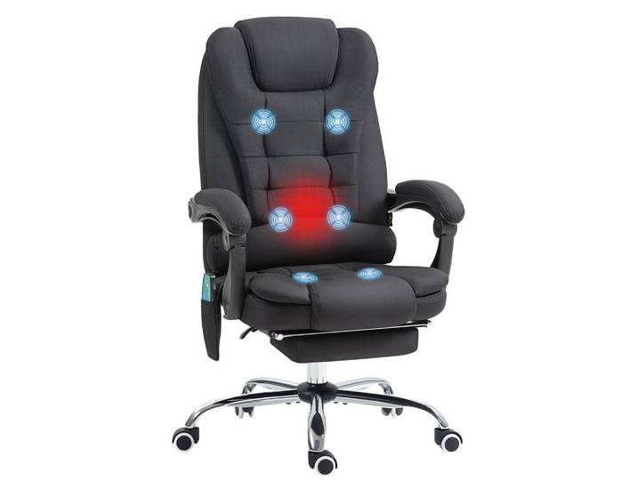 Drehstuhl Massage Liege Wärmefunktion höhenverstellbar ergonomisch Schwarz, 70x119x65 cm, Büromöbel, Bürostühle, Drehstühle