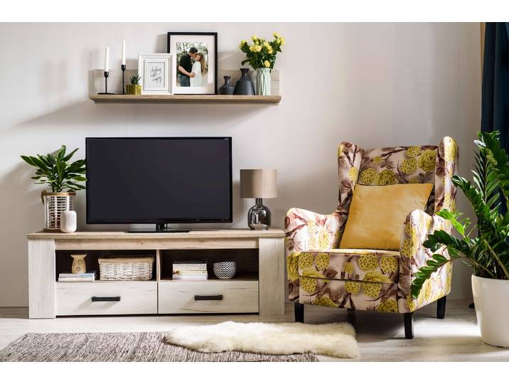 Lowboard HOME AFFAIRE Kent TV-Lowboard , braun (weiß eiche), B:151,5cm H:49,5cm T:43,5cm, Holzwerkstoff, Sideboards, Lowboard, TV-Kommode, Breite 151,5 cm