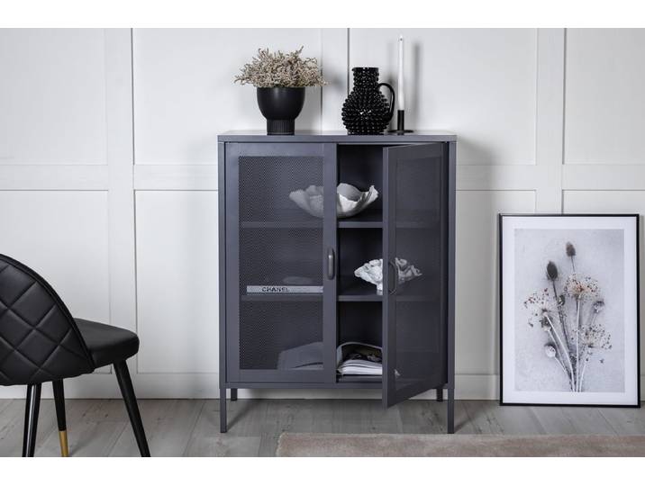 Kommode Faylen – Industrial-Design in Schwarz, Weiß & Grau - Grau - Luxusbetten24