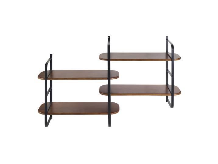 Étagère murale en bois manguier massif teinté et métal noir L122 cm AKINA