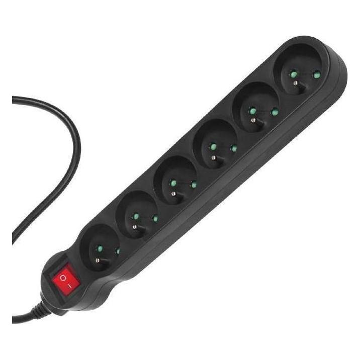 Maclean MCE188 power extension 6 AC outlet(s) Indoor Black (6x, CEE 7/4, 5 m) (MCE188)