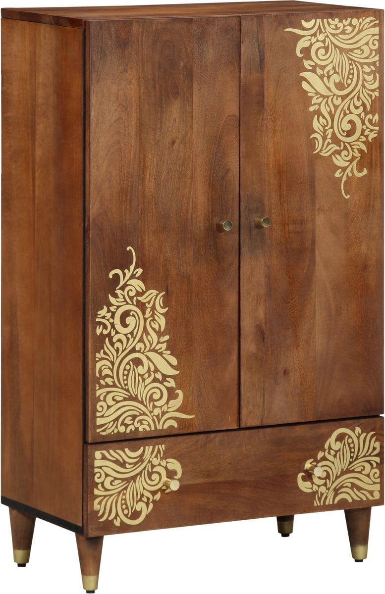 vidaXL Highboard van massief mangohout - Bruin - B: 60 cm, D: 33 cm, H: 100 cm