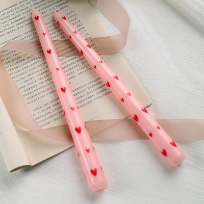 Multisell Products Hub Long Romantic Hand Painted Rose Candle For Home & Wedding Decor pink Red