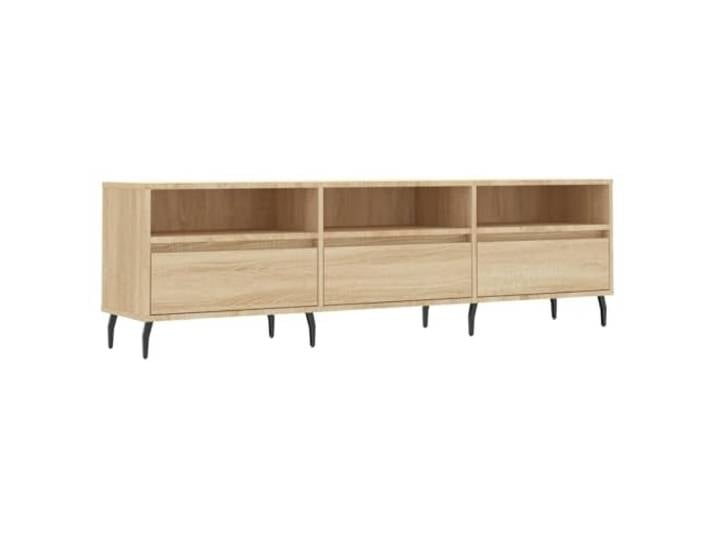 hliofuir TV-Schrank Sonoma-Eiche 150x30x44,5 cm TV Lowboard Praktisches TV-Lowboard mit 6 Fächern und robusten Eisenbeinen für Wohnzimmer und Schlafzimmer.