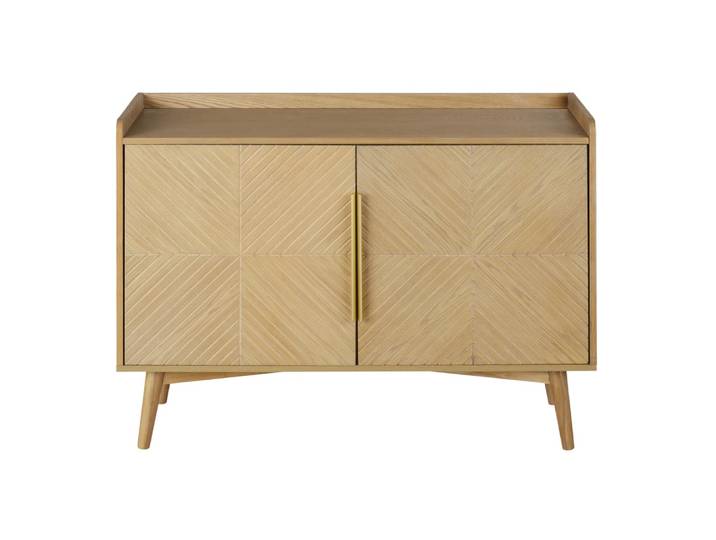 Vintage-Sideboard mit 2 Türen aus beigefarbenem und messingfarbenem Aluminium, 109 cm