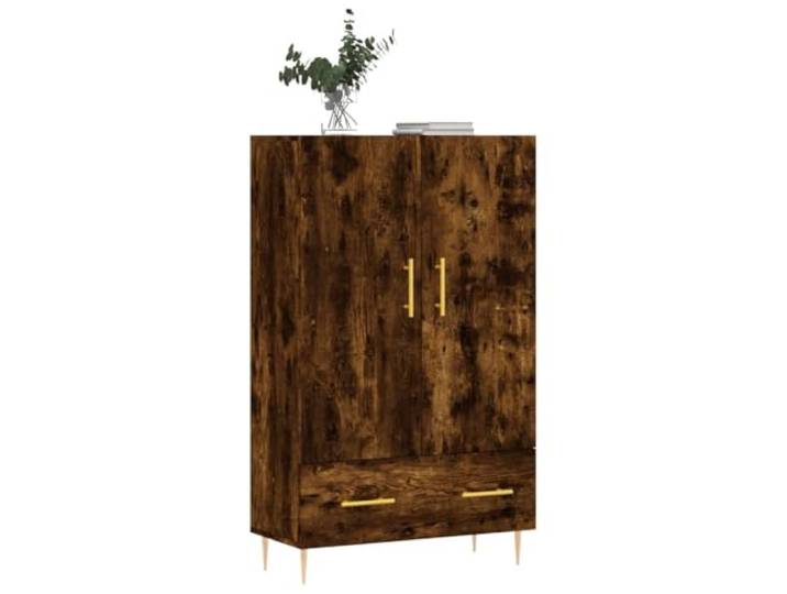 KTHLBRH Anrichte Eiche Rauch 69,5 x 31 x 115 cm Holz mehrschichtig Metallbeine, großer Stauraum, stabile Tischplatte für Dekoration, Design mit Türen und Griffen