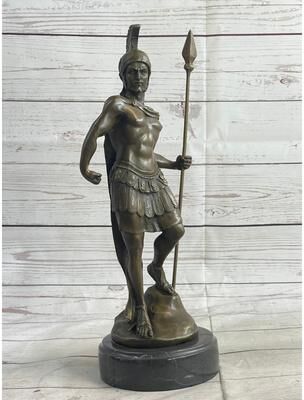 Bronzhaus Vintage Signed Knight Warrior Bronze Statue Dalou Deco Sculpture Figurine Art