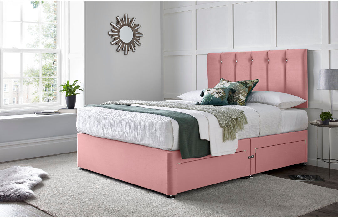 Wayfair Sleep Monatuk Divan Bed with 24" Headboard on Struts Pink Single (3')