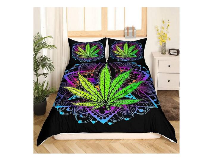 LuxusKollektion Jugendbettwäsche Bettwäscheset Marihuana Blätter 220x240