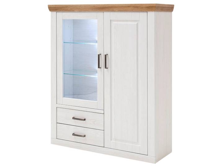 Landscape Highboard, Eiche, Pinien, Glas, 3 Fächer, 2 Schublade(n) Schubladen, 118x142x40 cm, Typenauswahl, Beimöbel erhältlich, Wohnzimmer, Kommoden & Sideboards, Highboards
