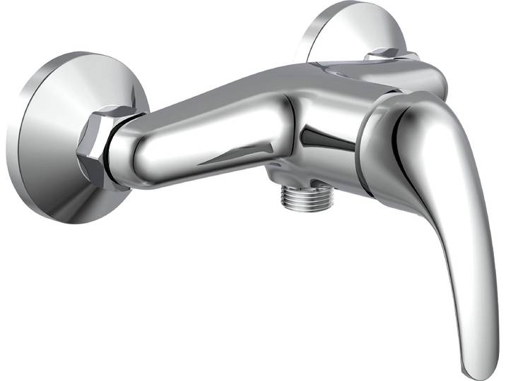 Duscharmatur SCHÜTTE ATHOS , silber (chrom), B:21,5cm H:9,5cm, Messing, Armaturen, Duscharmatur, auswechselbare 35mm Keramik-Kartusche, Brauseschlauchanschluss