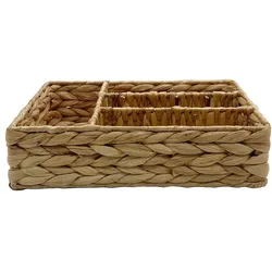 Besteckkorb 36 x 20 cm Holz, Textil, Natur Beige