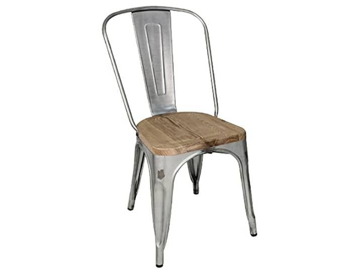 Bolero Bistro Beistellstühle mit Holzsitzpolster (4er-Pack), Stahl verzinkt/Sitzfläche aus Esche, Sitzhöhe: 445mm, Innen- & Außenstühle, stapelbar - Restaurant, Bars, Clubs & Heimgebrauch, GM642