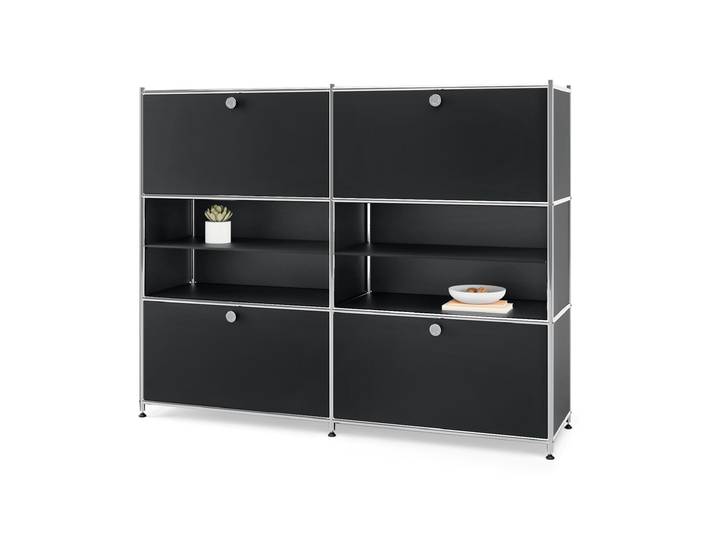 Tchibo - Kommode Metall »Cn3« mit 4 Klappenfächern - 152x40x120,5cm - schwarz -