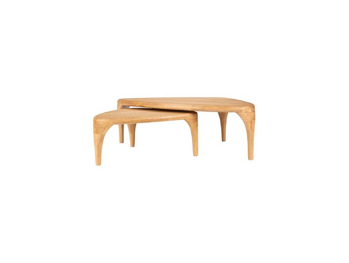 Massivholz Design Couchtisch Set „Ilsa“ (2 Stück) Eiche Natural Zuiver