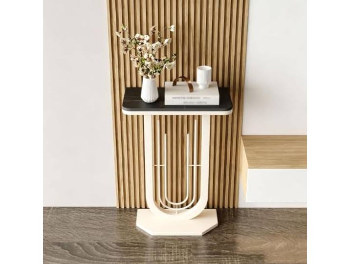 MDEUFYWEGB Moderne Tischplatte aus Sinterstein，konsolentisch schmal Kleiner Flurtisch，console table behind sofa，Flur Möbel, Moderne Wohndekoration(K,60cm/23.6 in)