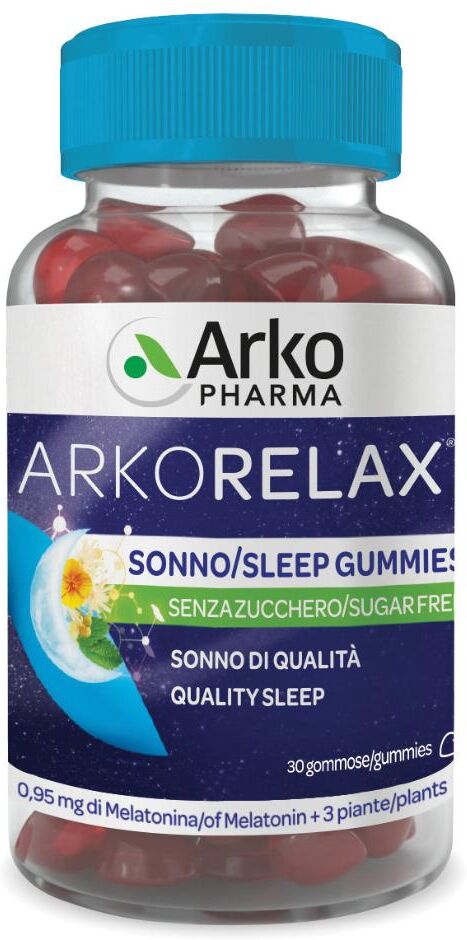ARKOFARM Srl Arkorelax Sonno 30 Caramelle Gommose Senza Zucchero - Integratore per Sonno e Stress