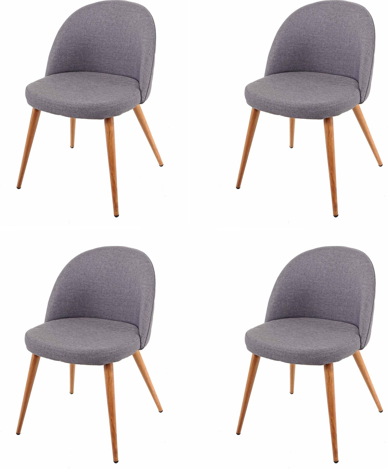 Set van 4 Mendler eetkamerstoelen HWC-D53 in donkergrijs textiel met retro design