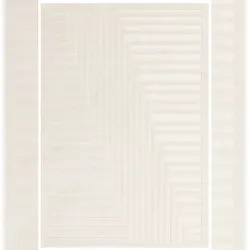 Strukturteppich 3D-Hoch-Tief-Effekt Geometrisch | 120x170cm, 1,5cm Florhöhe | Elfenbein | Weich & Pflegeleicht | EDEN-Lazonby | Kadima Design