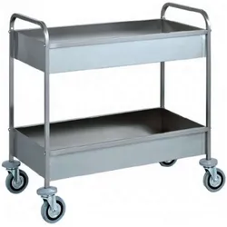 Fimar Edelstahl-Auspackwagen - 2 Edelstahl-Behälter 90x50x15(h) cm - Abmessungen 101x57x97(h) cm - Räder ø125 mm