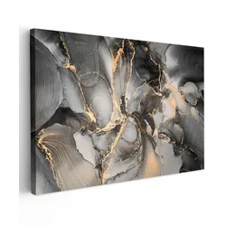 LEINWANDBILD Grau - Luxus - Gold - Marmor Gemälde 60x40 cm