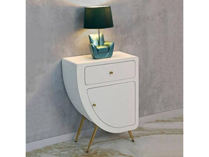 Dmora Nachttisch Bonorva 60x32x79 cm Weiß, Regal und Schublade