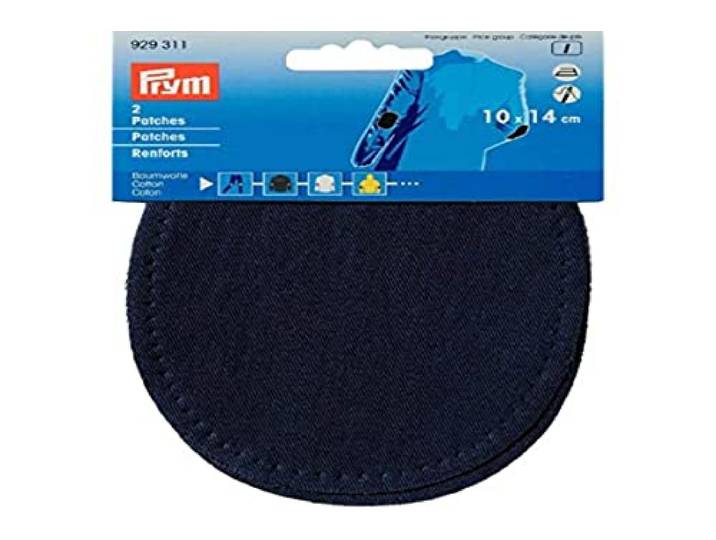 Prym - Prym Katoen Marine Blauw (10 x 14cm) Opstrijkbaar Kniestukken - 2 Stukken