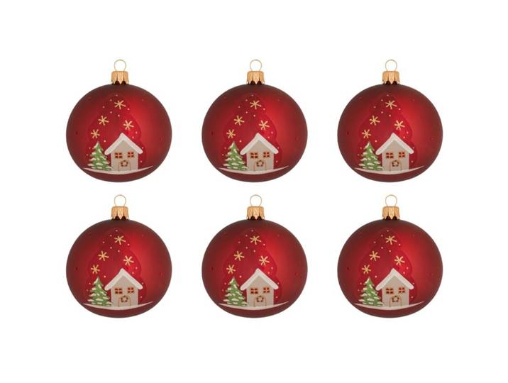 Weihnachtskugel 6er-Set Phyllis - Farbe: rot - Material: Glas - 949