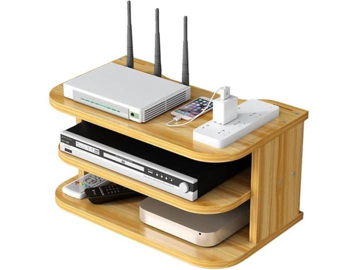 Routeur WiFi Boîte de Rangement Étagères Flottantes TV Set-Top Rack Mural Multicouche Gestion de Câbles Étagère de Rangement