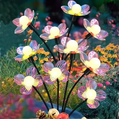 On Spot Shop Outdoor Waterproof Solar Firefly Flower LED Lights, Modes Landscape Decoration Lamp For Garden, Patio, Lawn & Pathway multiple Color