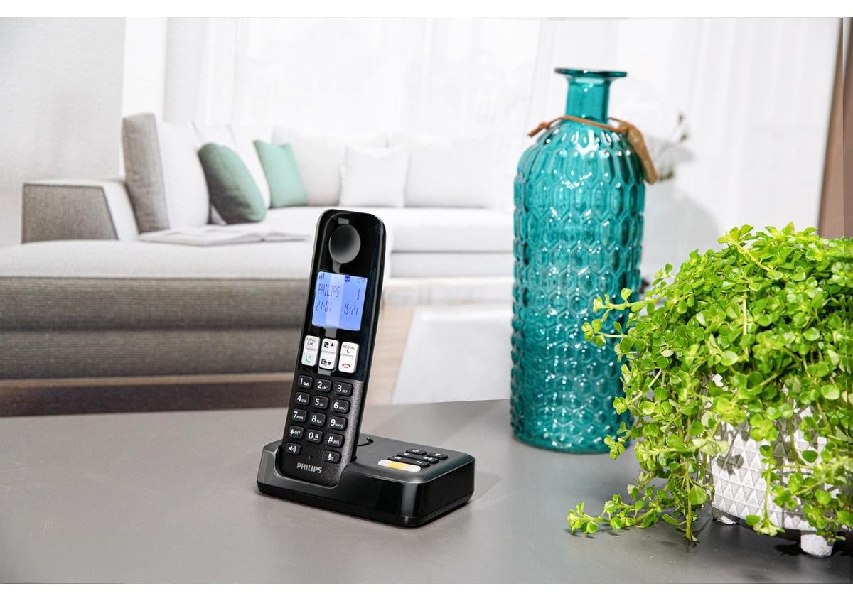 Philips D2551B/01 Draadloze DECT-telefoon met 1 handset en antwoordapparaat - Zwart