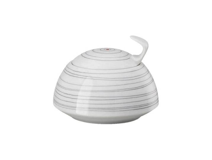 Zuckerdose ROSENTHAL TAC Gropius Stripes 2.0 , weiss (dunkelgrau, weiß), Porzellan, Lebensmittelaufbewahrungsbehälter, Zuckerdose