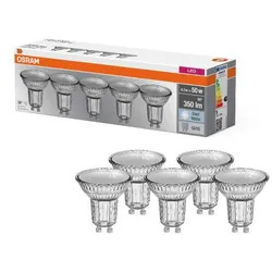 5er-PACK OSRAM LED Base PAR16 GU10 Strahler 4.3W=50W 36° neutralweiss GLAS
