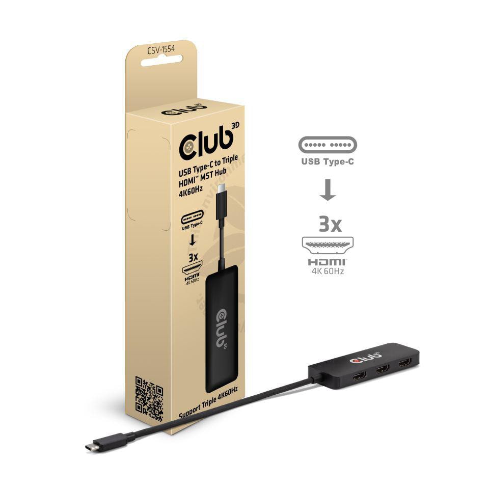 Club3D Club 3D USB Typ-C MST Hub auf Triple HDMI 4K60Hz CSV-1554