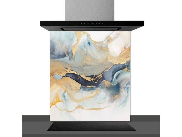 Fond de hotte décorative art fluide multicolore 60x70