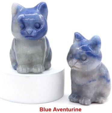 Uplift Picks Natural Amethyst Crystal Cat Figurine Hand Carved Healing Stone Decor blue Aventurine 1 Pc