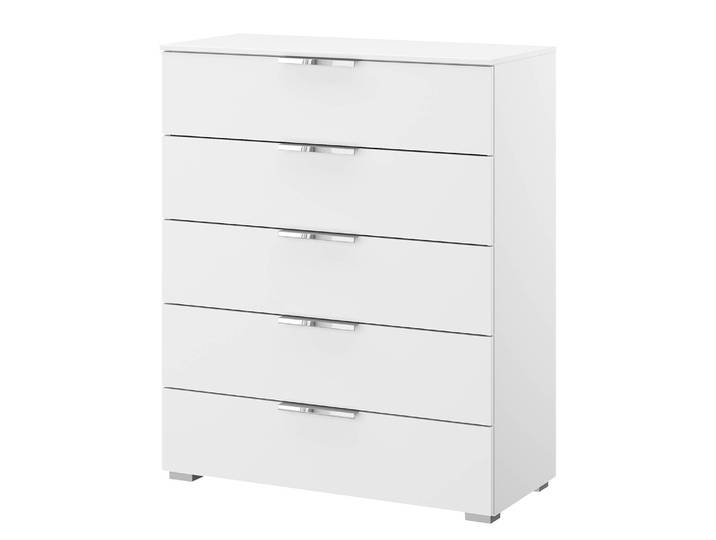 Kommode x5 80cm Weiß/Alpinweiß Chrom