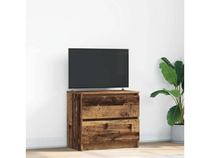 HEFZGDB TV-Schrank Altholz-Optik 60x35x54 cm Holzwerkstoff mit 2 Schubladen Stauraum für Multimedia-Geräte und Bücher, Stabile Oberplatte für Fernseher, Langlebiges Wohnzimmer