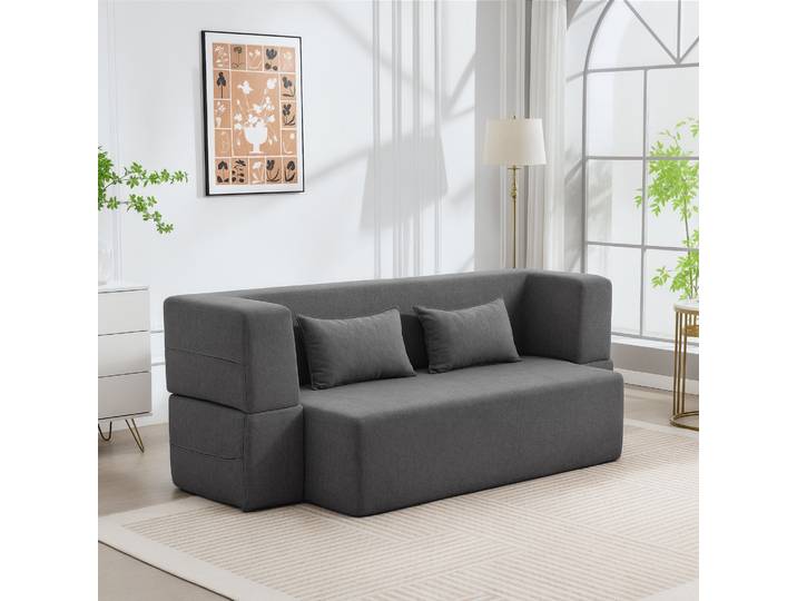 HOMCOM Canapé-Lit 2 Places Convertible avec Accoudoirs Gris