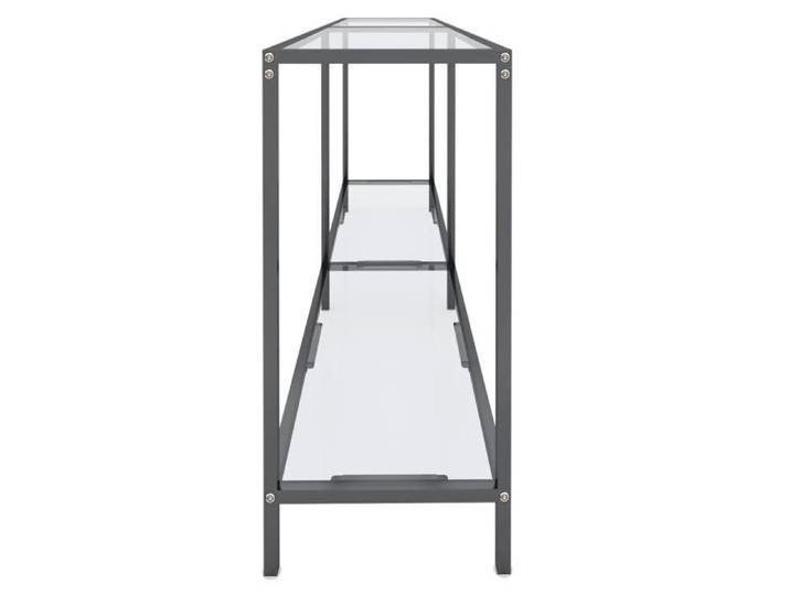 Table console en verre trempé - - 160x35x75 5 cm - Transparent - Verre trempé - Acier enduit de poudre