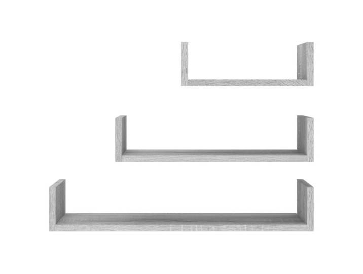 Étagères murales - AKOZON - 3pcs - Bois d'ingénierie - Gris Sonoma - Design en U
