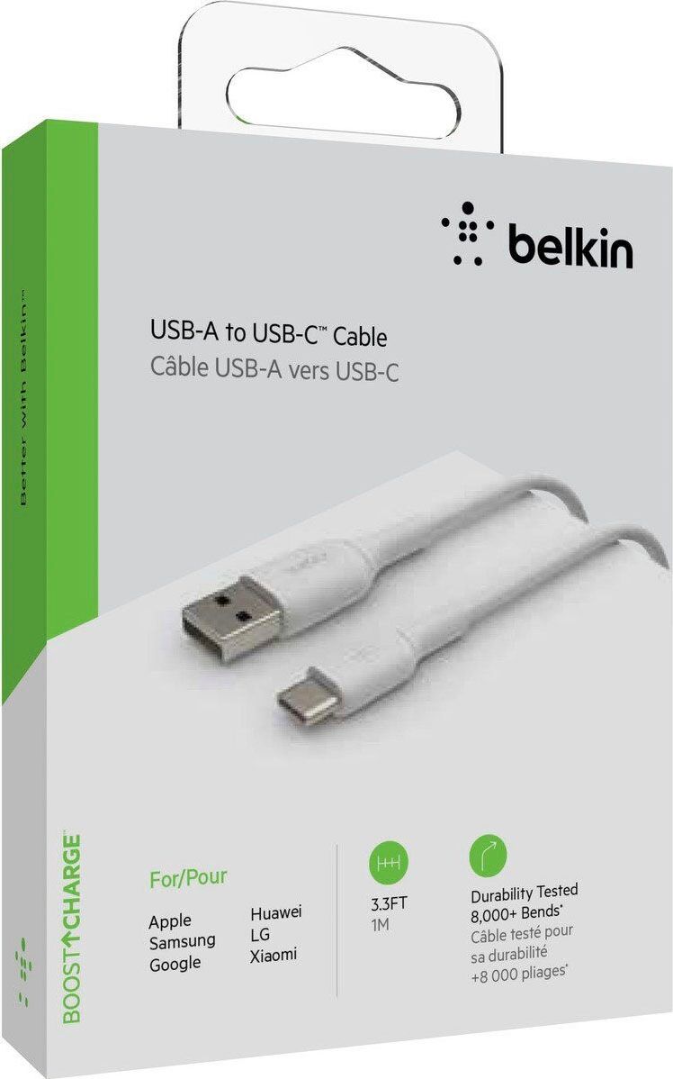 Belkin USB-Kabel "BoostCharge USB-C/USB-A Kabel PVC, 1m", weiß, 100cmcm, Kabel, USB-Kabel