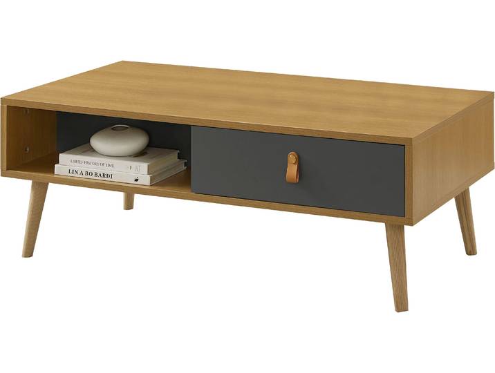 Couchtisch GOODPRODUCT Avril , braun (natur), B:110cm H:40cm T:60cm, Tische, Couchtisch, Eichen-Melamin, FSC-zertifiziertes Eschenholz, Breite 110 cm