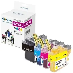 G&G Kompatibel mit 4 Brother 422XL Druckerpatronen LC422XLVAL schwarz (3.000 Seiten), cyan, magenta, gelb (1.500 Seiten)