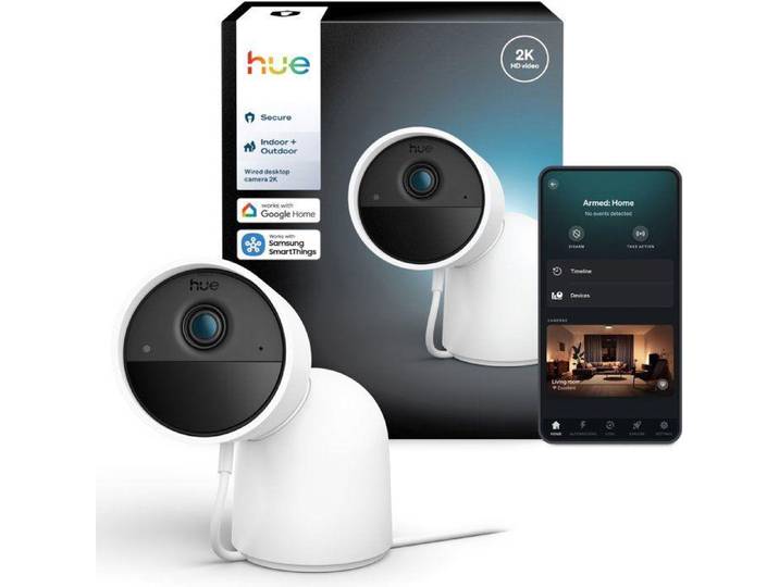 Caméra intelligente - Philips Hue - Extérieure - Filaire - Vision nocturne - 2K - Blanche