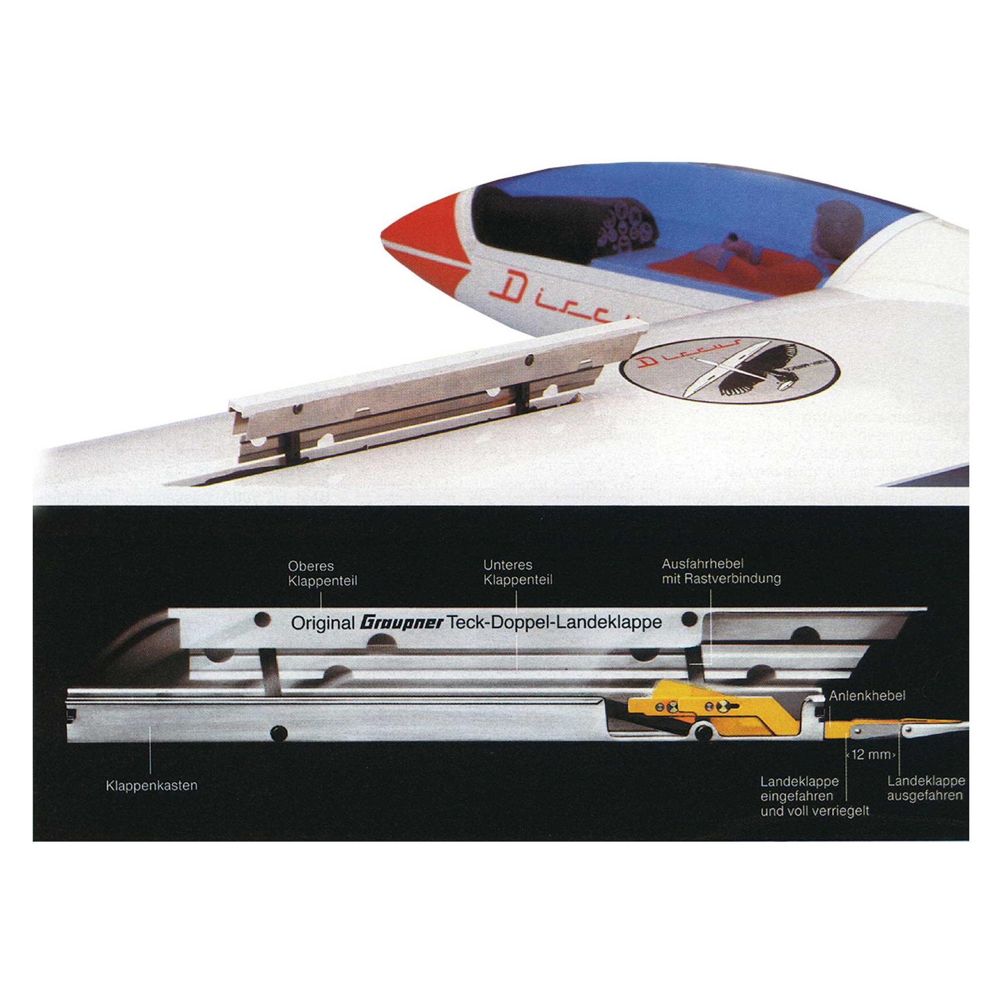 Modellbau Lindinger Landeklappen 25cm/16mm Alu natur einfach verriegelnd (52012)