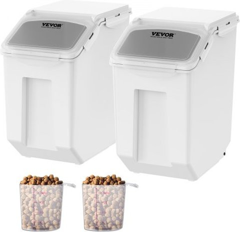VEVOR Set van 2 Mottenbestendige Keuken Opbergdozen van 15 L met Deksel en Wielen, Transparante PP Luchtdichte Containers voor Rijst, Bloem en Noten