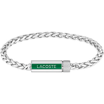 Armband LACOSTE "SPELT", grün (edelstahlfarben, grün), Armbänder, Herren, 21cm, Edelstahl, Armband, mit Emaille