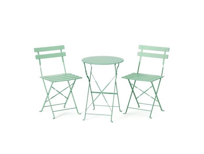 Ensemble de Bistrot en 3 pièces - VINGLI - Vert - Table & Chaise de Jardin Exterieur